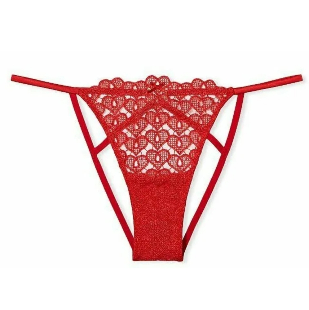 VICTORIAS SECRET DREAM ANGELS SWEETHEART LACE OUVERT CHEEKY PANTY